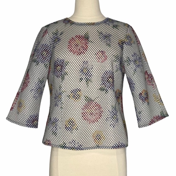 WORTH Mesh Floral Boxy Cropped Top 8 - Picture 1 of 7